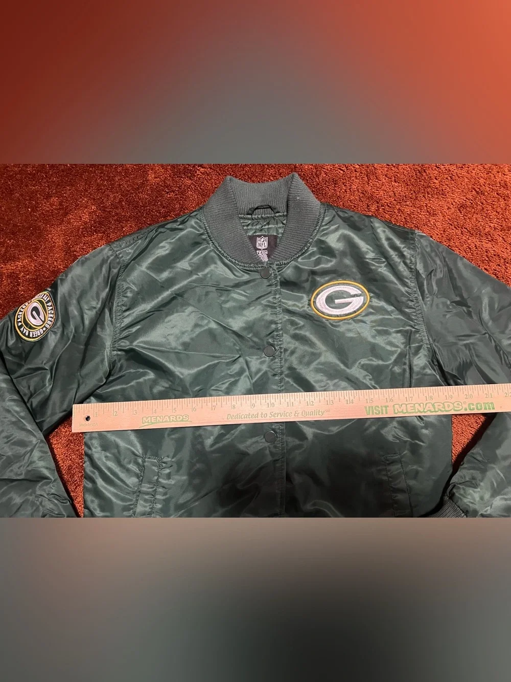 NFL Green Satin Kids Puffer Jacket with Team Emblems